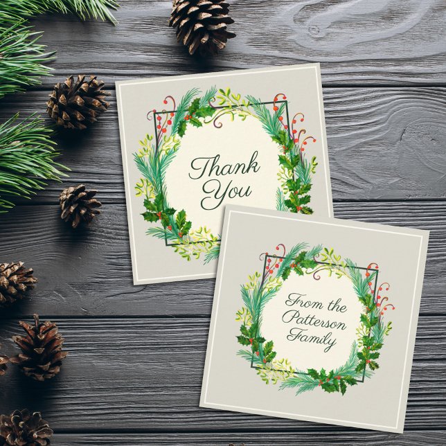 Elegant Rustic Modern Green Taupe Thank You Discount Card (Creator Uploaded)