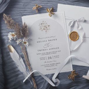 Elegant Rustic Monogram Floral QR Code Wedding Invitation