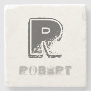 Elegant Rustic Monogram Template Stylish Design Stone Coaster