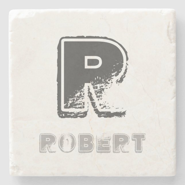 Elegant Rustic Monogram Template Stylish Design Stone Coaster (Front)