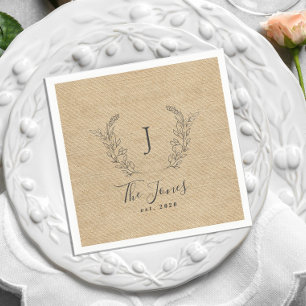 Elegant rustic monogrammed family name napkin