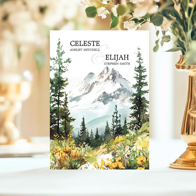 Elegant Rustic Mountain Scene Wildflowers WEDDING Invitation (Elegant Rustic Mountain Scene Wildflowers WEDDING Invitation)