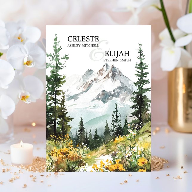 Elegant Rustic Mountain Wildflowers QR WEDDING Invitation (Elegant Rustic Mountain Wildflowers QR code WEDDING Invitation)