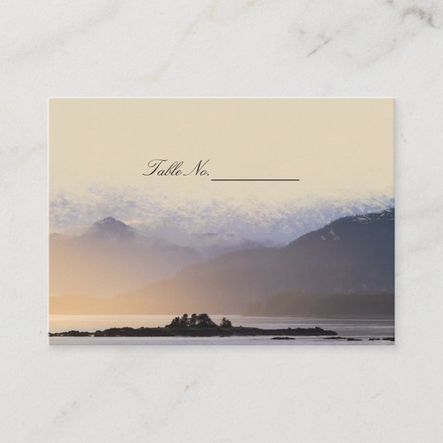 Elegant Rustic Mountains Guest Table Escort Business Card (Front)