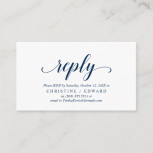 Elegant Rustic, Navy Blue, RSVP respond, Reply Enclosure Card