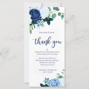 Elegant rustic navy blue wedding thanks you