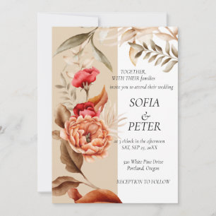 Elegant Rustic Neutral Boho Floral Invitation