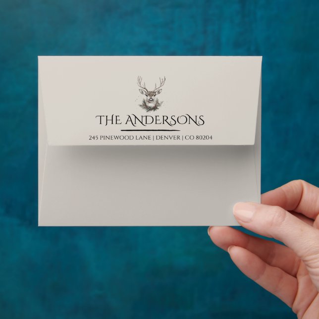 Elegant Rustic Noël Christmas Envelopes - Modern (Hand)