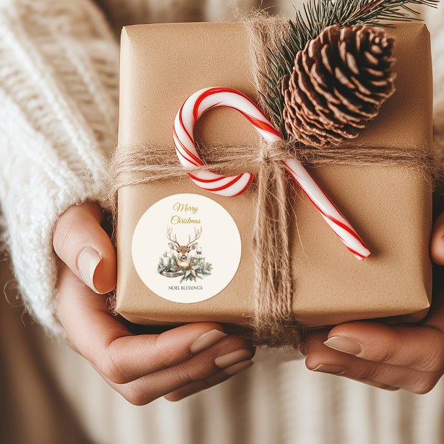 Elegant Rustic Noel Christmas Sticker | Label (Creator Uploaded)