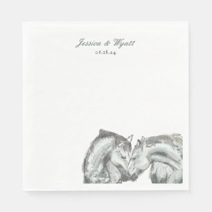 Elegant Rustic Nuzzling Horses Wedding Napkin
