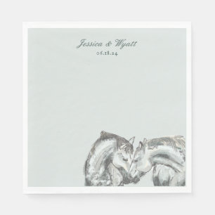 Elegant Rustic Nuzzling Horses Wedding Napkin