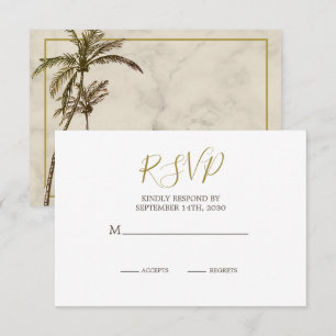 Elegant Rustic Palm Tree Chic Wedding RSVP Card