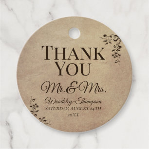 Elegant Rustic Parchment Paper Scroll Design Favour Tags
