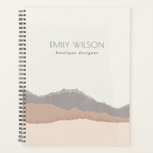 Elegant Rustic Pastel Blush Kraft Mountain Wave Planner