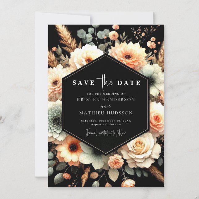 Elegant Rustic Peach Wedding Save The Date (Front)