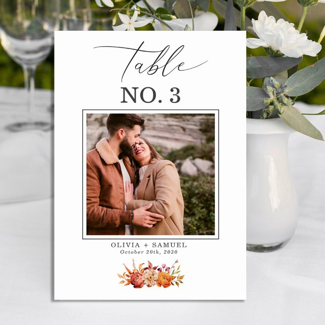Elegant Rustic Photo Script Wedding Table Number  (Creator Uploaded)