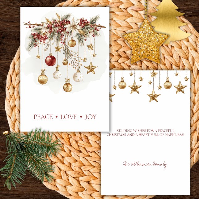 Elegant Rustic Pine Branch with Ornaments Invitation (Creator Uploaded)