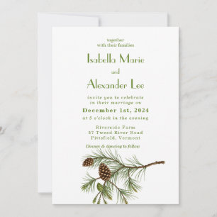 Elegant Rustic Pine Tree Wedding Invitation