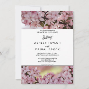 Elegant Rustic Pink Flowers Summer Floral Wedding Invitation