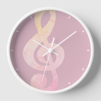 Elegant Rustic Pink Grunge Music Art  Clock