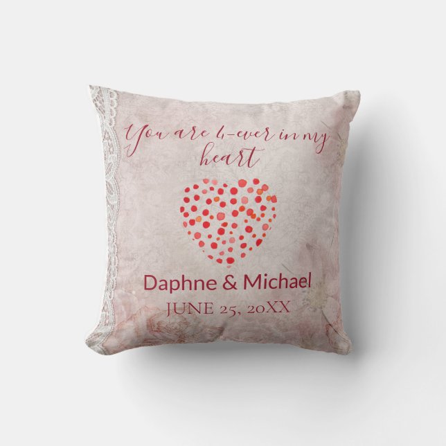 Elegant Rustic Pink Modern Simple Chic Heart Cushion (Front)