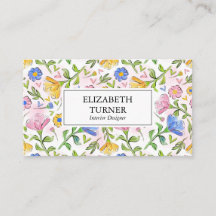Elegant Rustic Pink Yellow Blue Floral Pattern