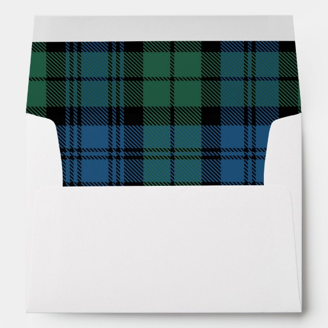 Elegant Rustic Plaid Green Campbell Tartan Envelope (Back (Bottom))