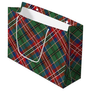 Elegant Rustic Plaid Red Green Tartan Large Gift Bag