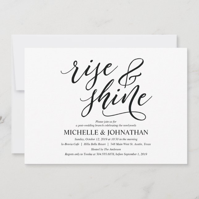 Elegant Rustic Post Wedding Brunch Invitation Card (Front)