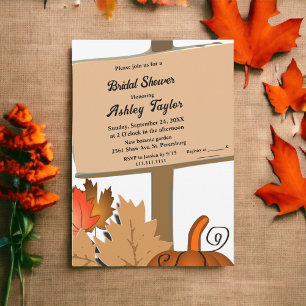 Elegant Rustic Pumpkin Leaves Fall Bridal Shower Invitation