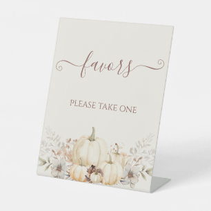 Elegant Rustic Pumpkins Favor Pedestal Sign