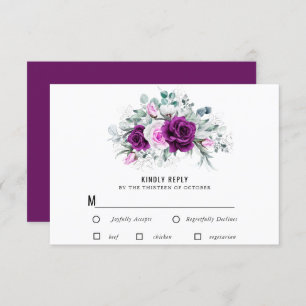 Elegant Rustic Purple Blush Floral Wedding RSVP Card