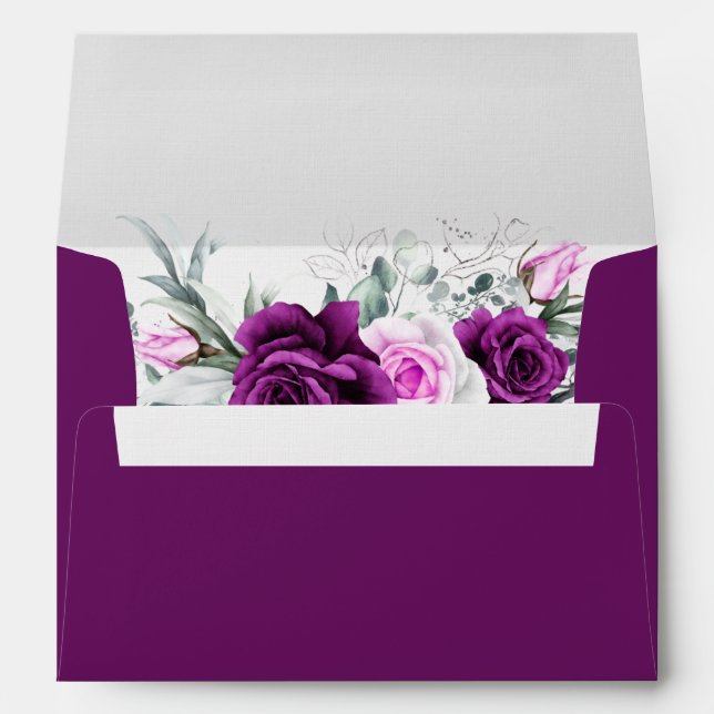 Elegant Rustic Purple Blush Geometric Wedding  Envelope (Back (Bottom))