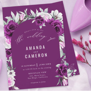 Elegant Rustic Purple Blush Geometric Wedding Inv Invitation