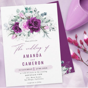 Elegant Rustic Purple Blush Geometric Wedding  Invitation