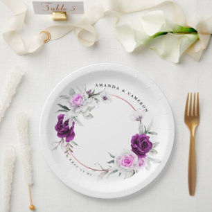Elegant Rustic Purple Blush Geometric Wedding Paper Plate