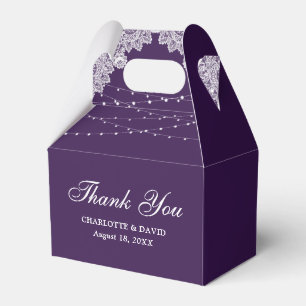 Elegant Rustic Purple Floral Lace Lights Wedding Favour Box