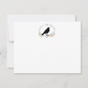 Elegant Rustic Raven Floral Name Card