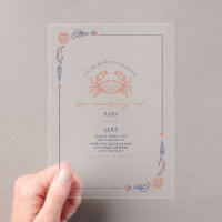 Elegant Rustic Red & Blue Beach Wedding Crab 