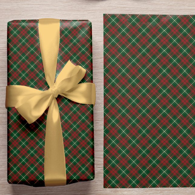 Elegant rustic red green plaid classic Christmas Wrapping Paper (The ribbon can be purchased separately - please see the collection)