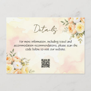 Elegant Rustic Roses QR Code Watercolor Wedding Enclosure Card