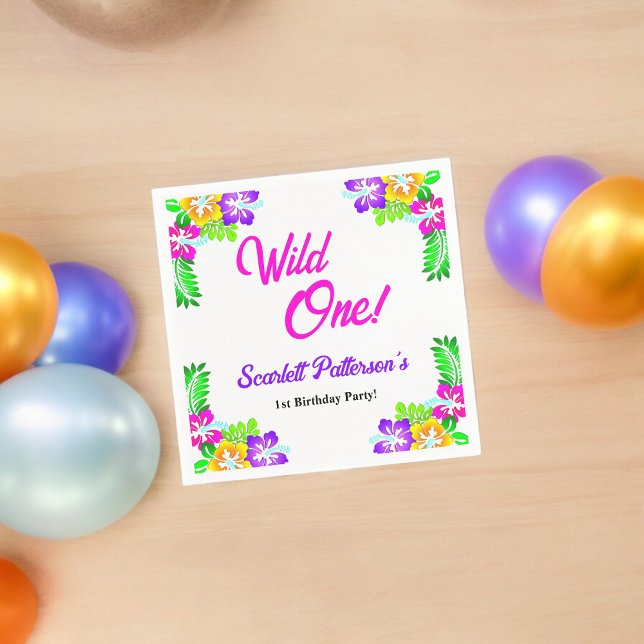 Elegant Rustic Roses Wild One Floral 1st Birthday Napkin (Creator Uploaded)