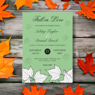 Elegant Rustic Sage Green Leaves Fall Wedding Invitation