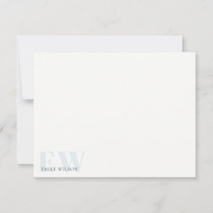 Elegant Rustic Simple Minimal Blue Name Monogram Card