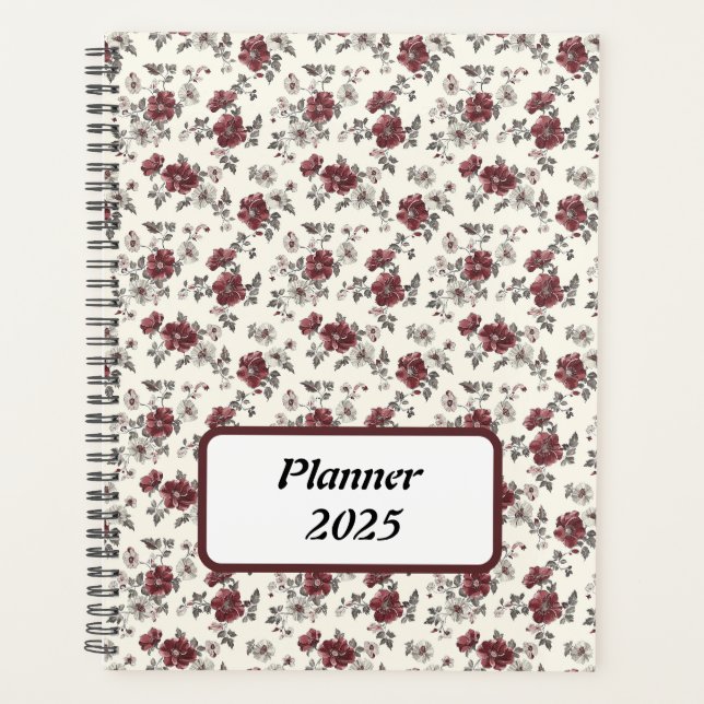 Elegant Rustic Stylish Chic Romantic Floral Planner (Front)