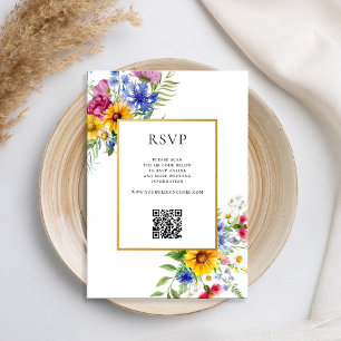 Elegant Rustic Summer Floral Wedding RSVP Card