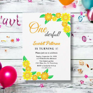 Elegant Rustic Sunflower Boho Floral 1st Birthday Invitation