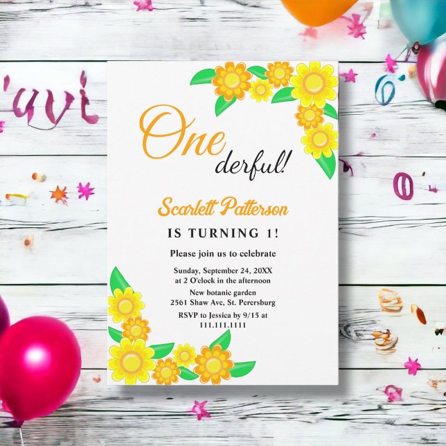 Elegant Rustic Sunflower Boho Floral 1st Birthday Invitation (Creator Uploaded)