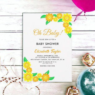 Elegant Rustic Sunflower Boho Floral Baby Shower Invitation
