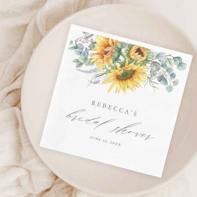 Elegant Rustic Sunflower Bridal Shower Napkin (Creator Uploaded)